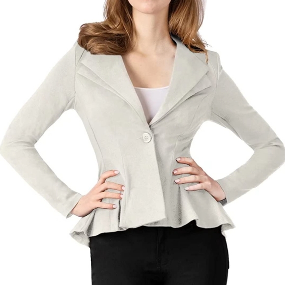 Hybrid & Company Women Double Notch Lapel Sharp Shoulder Pad Office Blazer M - Picture 1 of 9